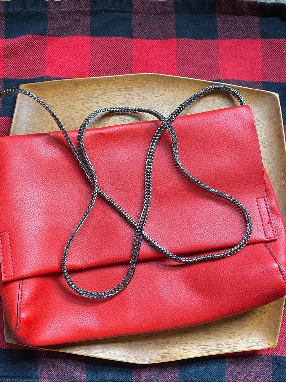 Top Shop red bag with gunmetal zipper strap. New with tags.